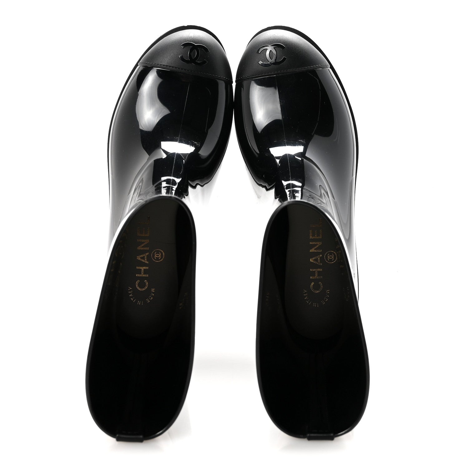 Chanel Rubber Rain Boots 36 Black 2 of 9