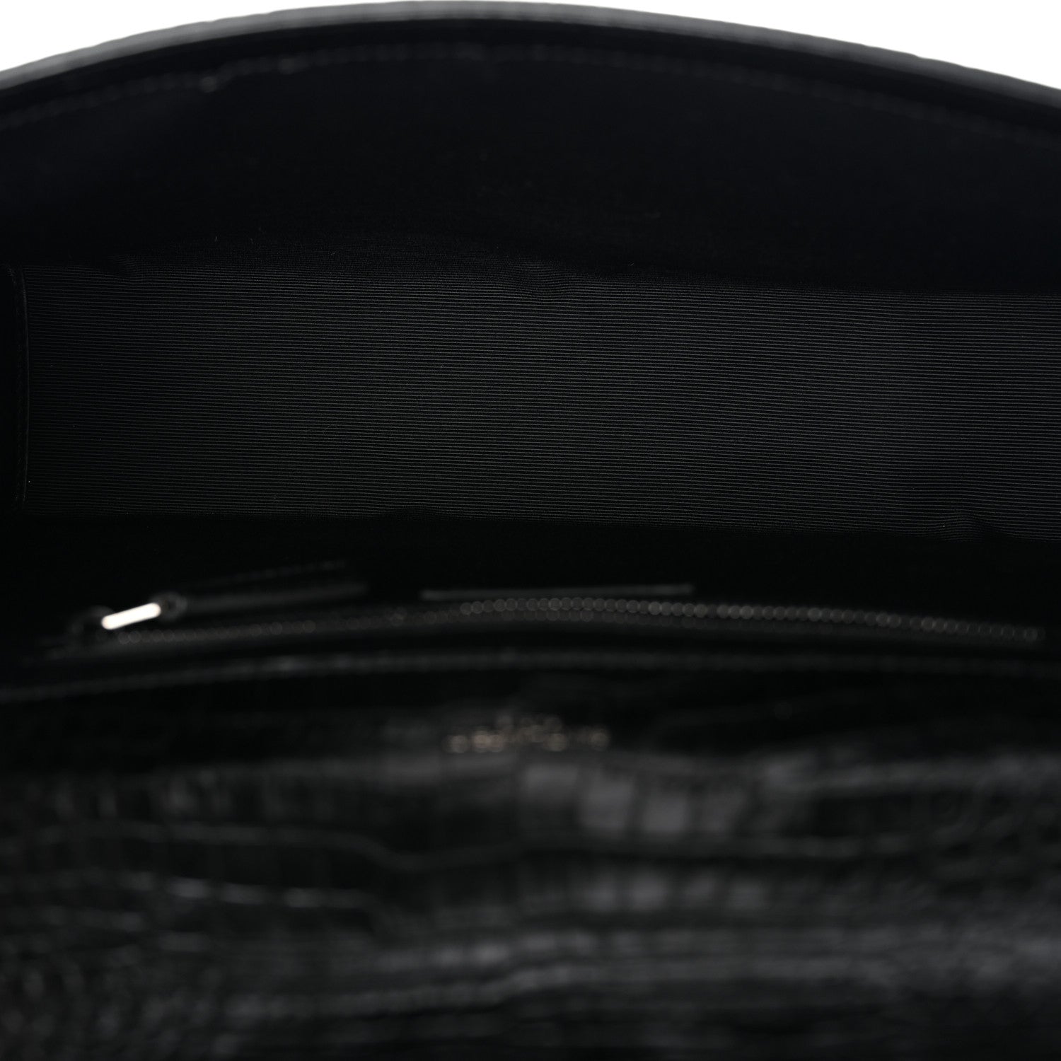Saint Laurent Calfskin Crocodile Embossed Monogram Large Satchel Black 5 of 10