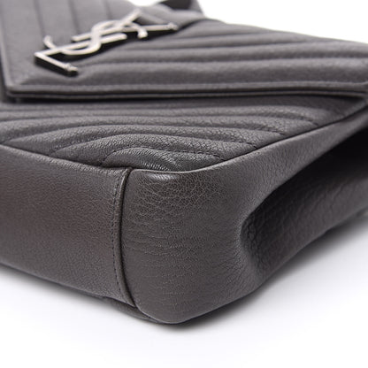 Saint Laurent Sheepskin Matelasse Chevron Monogram Medium College Bag Light Coal 8 of 12