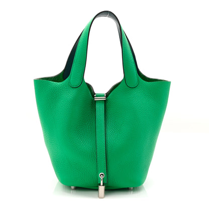 Hermes Taurillon Clemence Swift Eclat Picotin Lock 18 PM Menthe Vert Bosphore 1 of 11