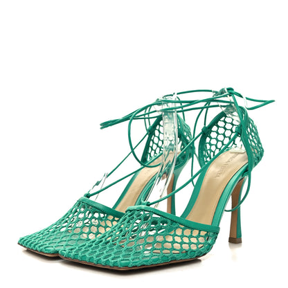 Bottega Veneta Mesh Nappa Stretch Ankle Tie 90mm Sandals 40.5 Acid Turquoise 3 of 7