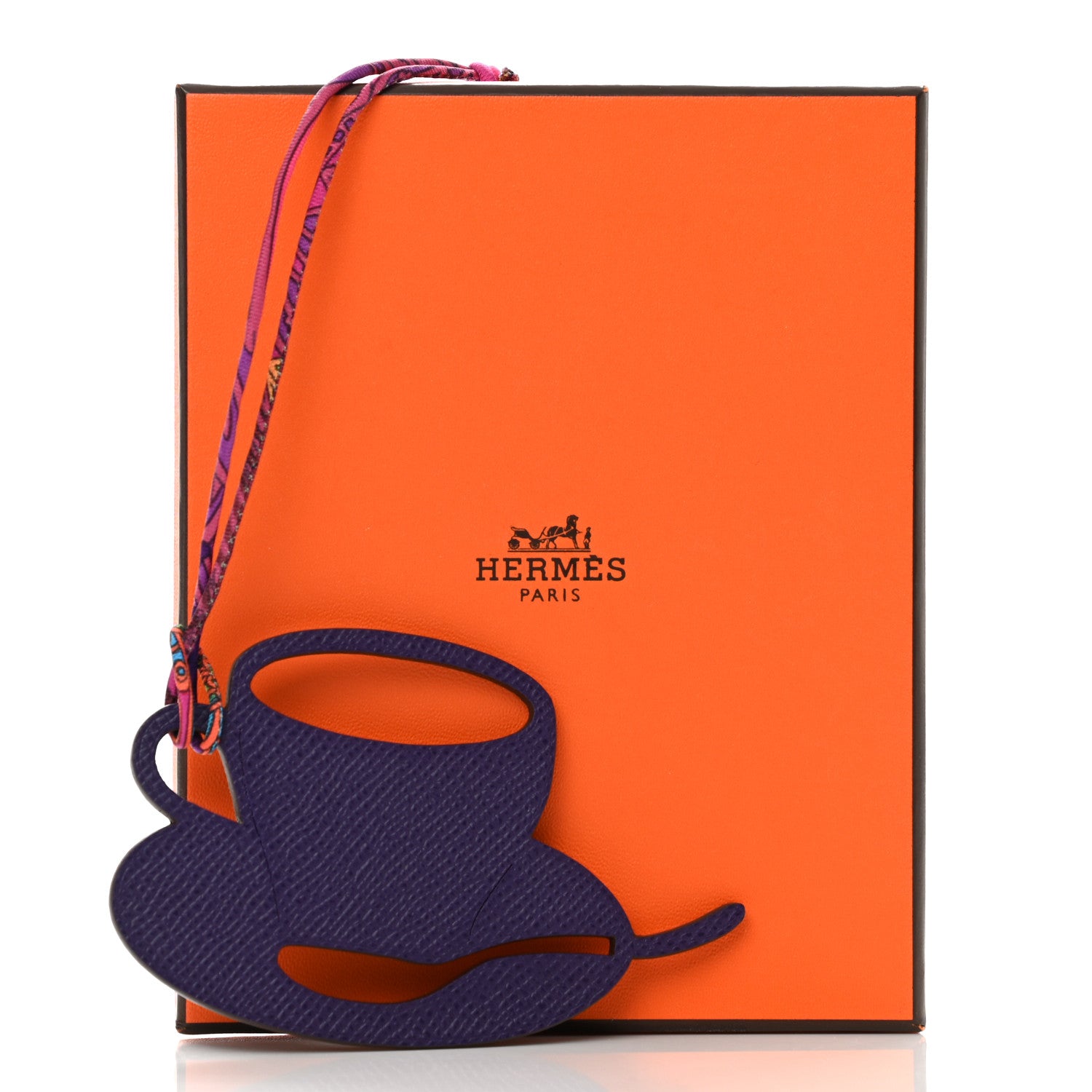 Hermes Togo Epsom Petit H Coffee Cup Charm Gris Mouette Ultraviolet 4 of 4