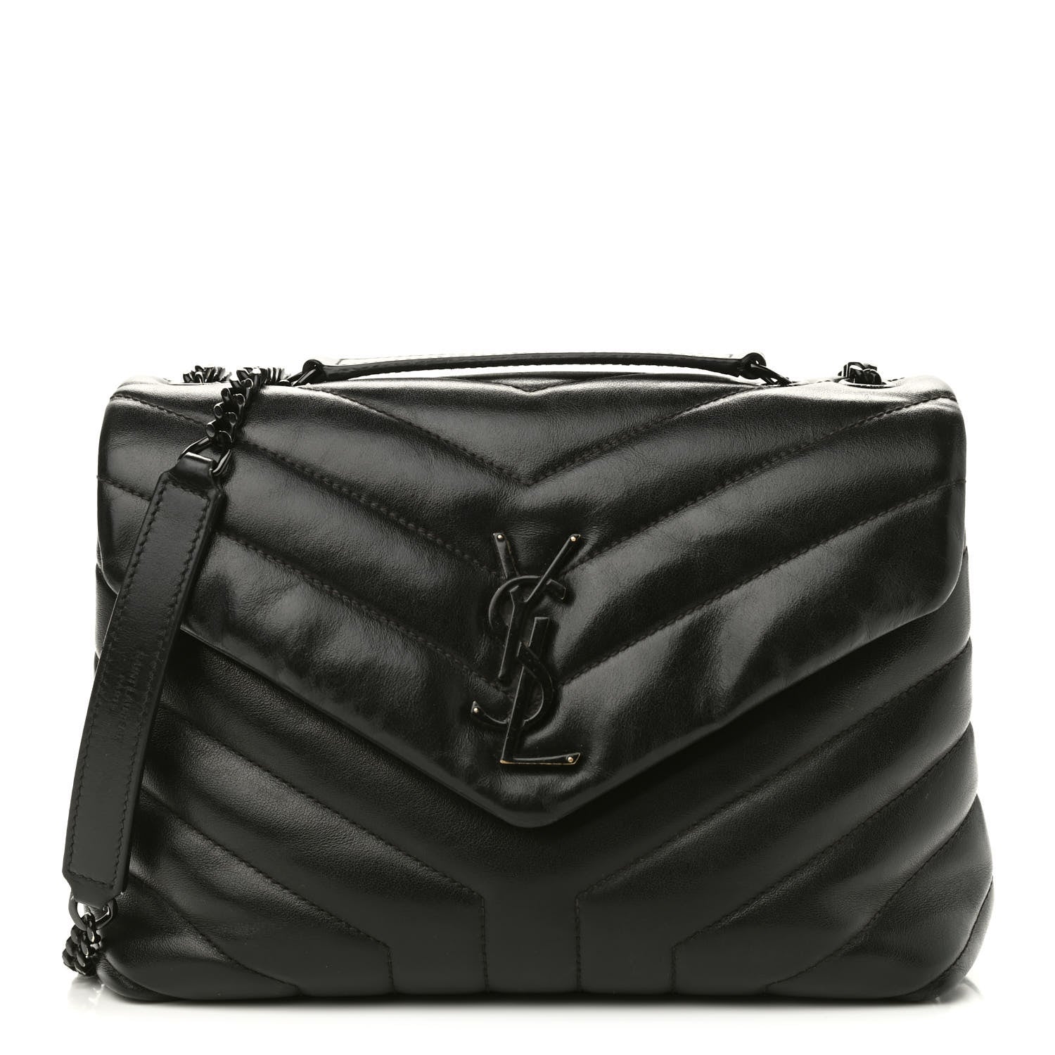 Saint Laurent Calfskin Y Quilted Monogram Small Loulou Chain Satchel Black 1 of 10