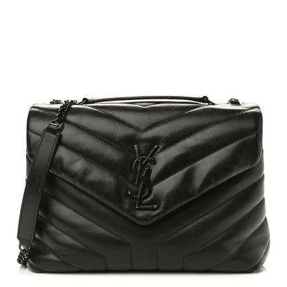 Saint Laurent Calfskin Y Quilted Monogram Small Loulou Chain Satchel Black 1 of 10