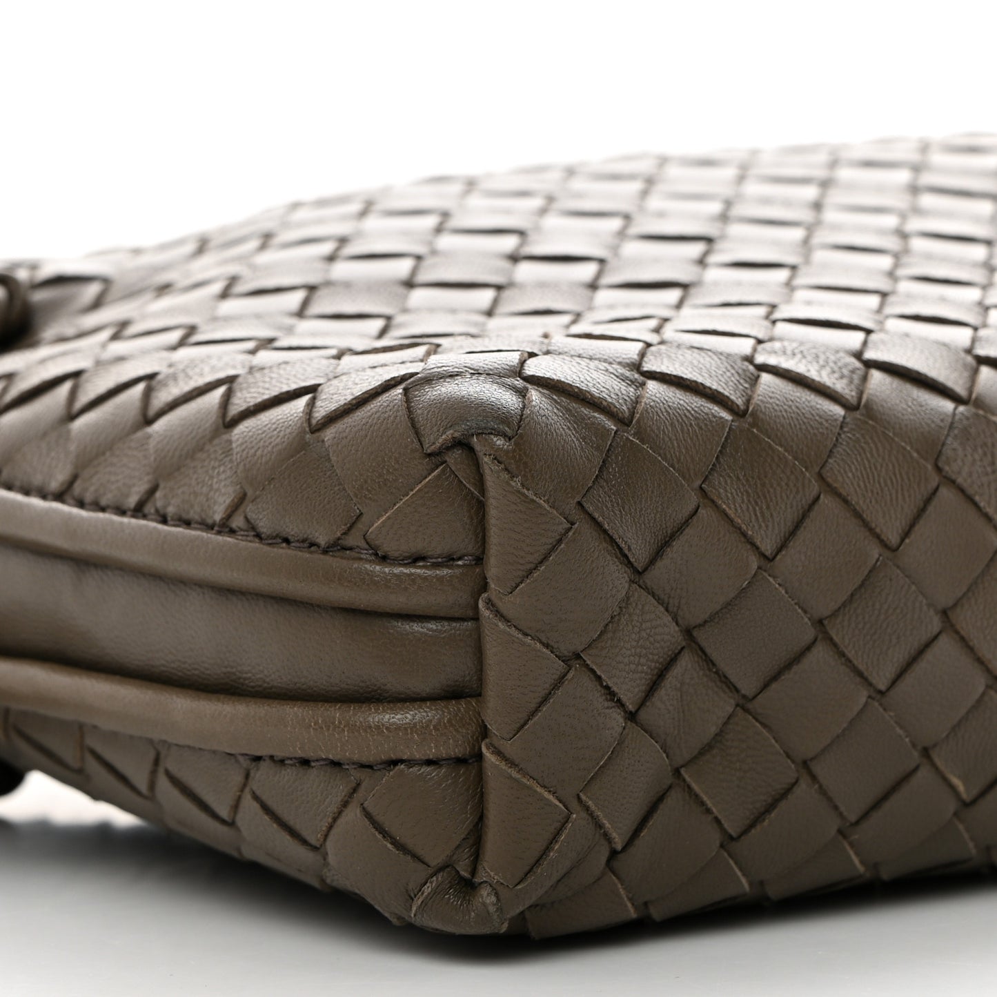Nappa Intrecciato Nodini Crossbody Messenger Taupe Grey