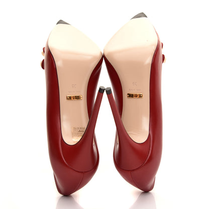 Gucci Malaga Kid Double Strap High Heel Pumps 38 Red 5 of 8
