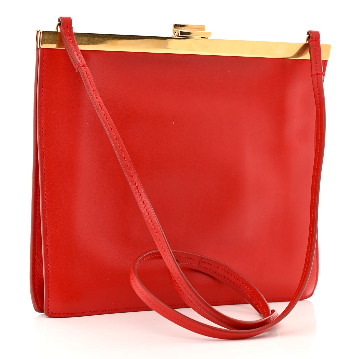 Smooth Calfskin Mini Clasp Bag Red