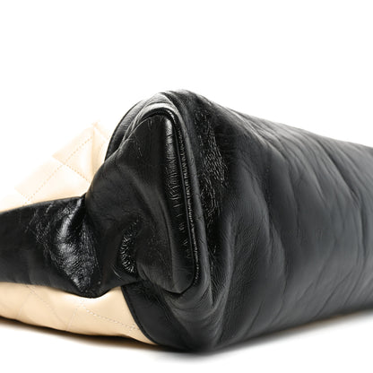 Chanel Aged Calfskin Quilted Large 31 Shopping Bag Beige Black 9 of 10