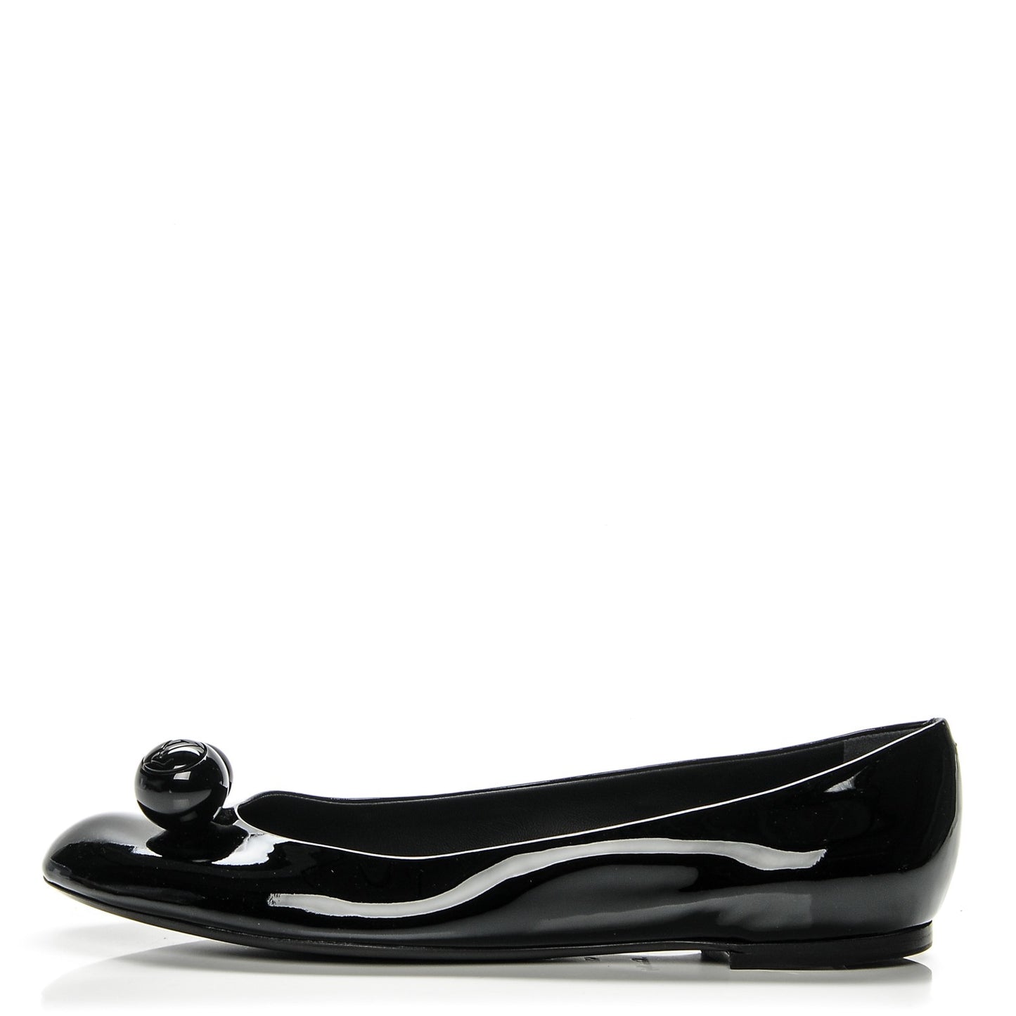 Patent Calfskin Betty Ballerina Flats 41 Black