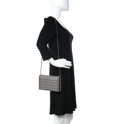 Chanel Lambskin Chocolate Bar Piercing CC Studded Small Chain Flap Bag Grey 2 of 12