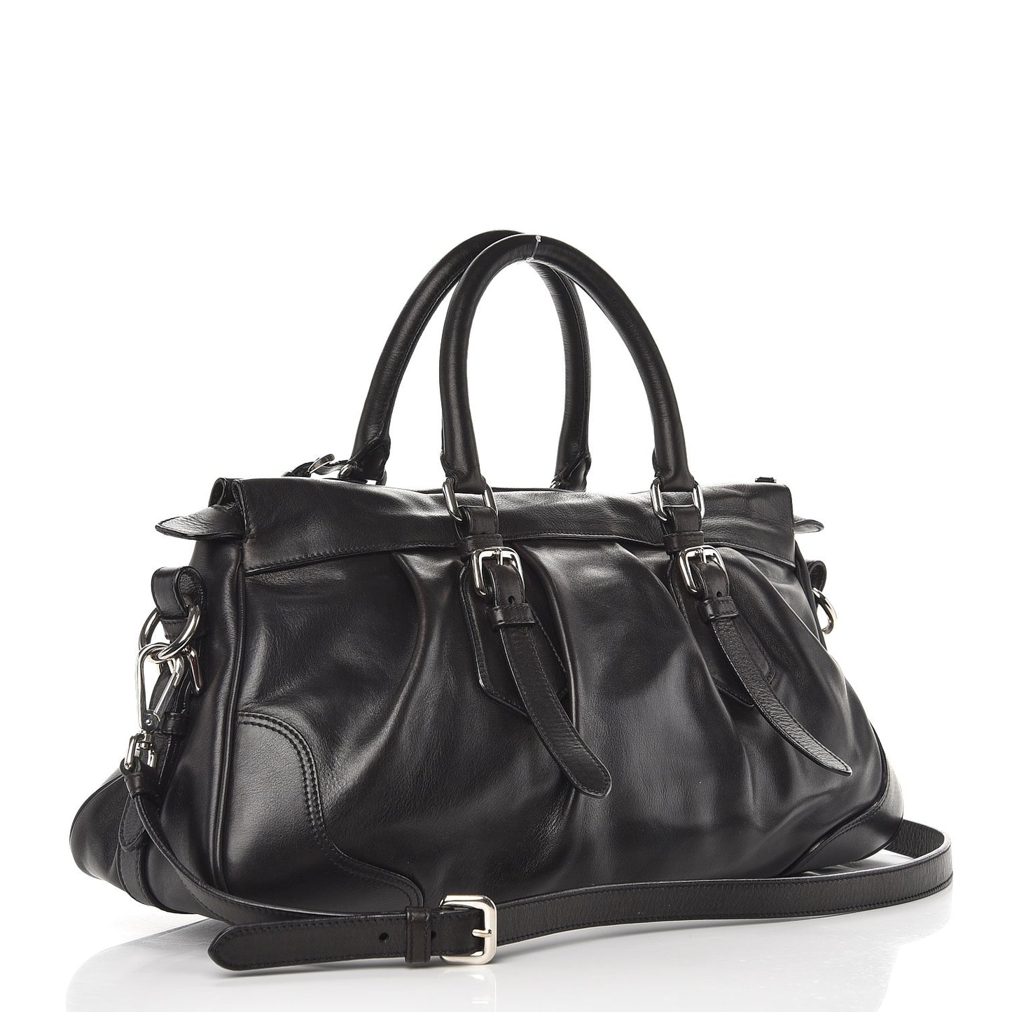 Vitello Soft Shopping Satchel Black