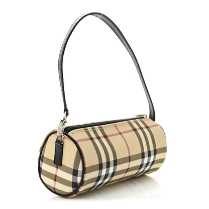 Burberry Vintage Check Calfskin Mini Barrel Bag Beige Black 3 of 9