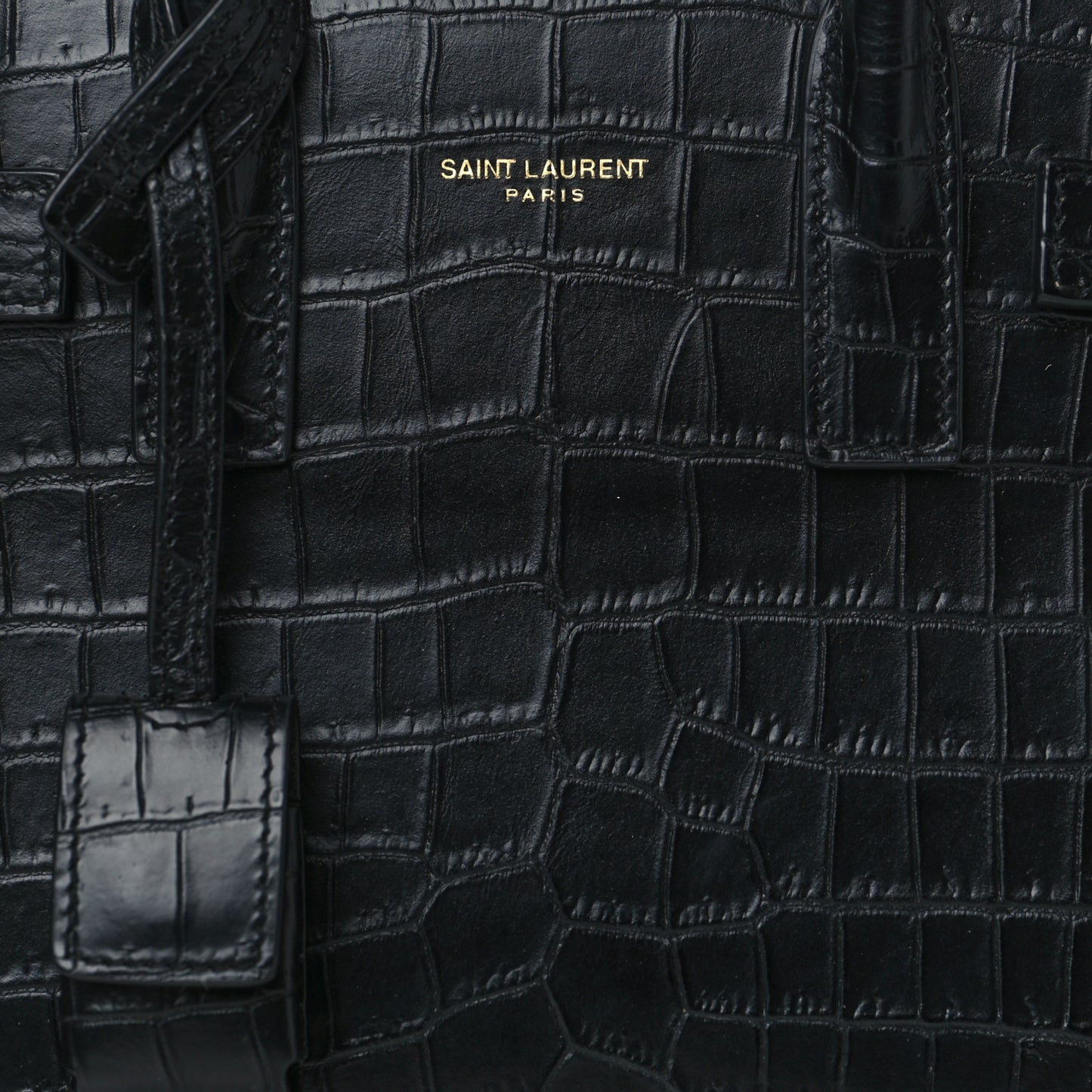 Calfskin Crocodile Embossed Nano Sac De Jour Black