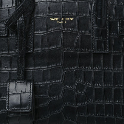 Saint Laurent Calfskin Crocodile Embossed Nano Sac De Jour Black 7 of 9