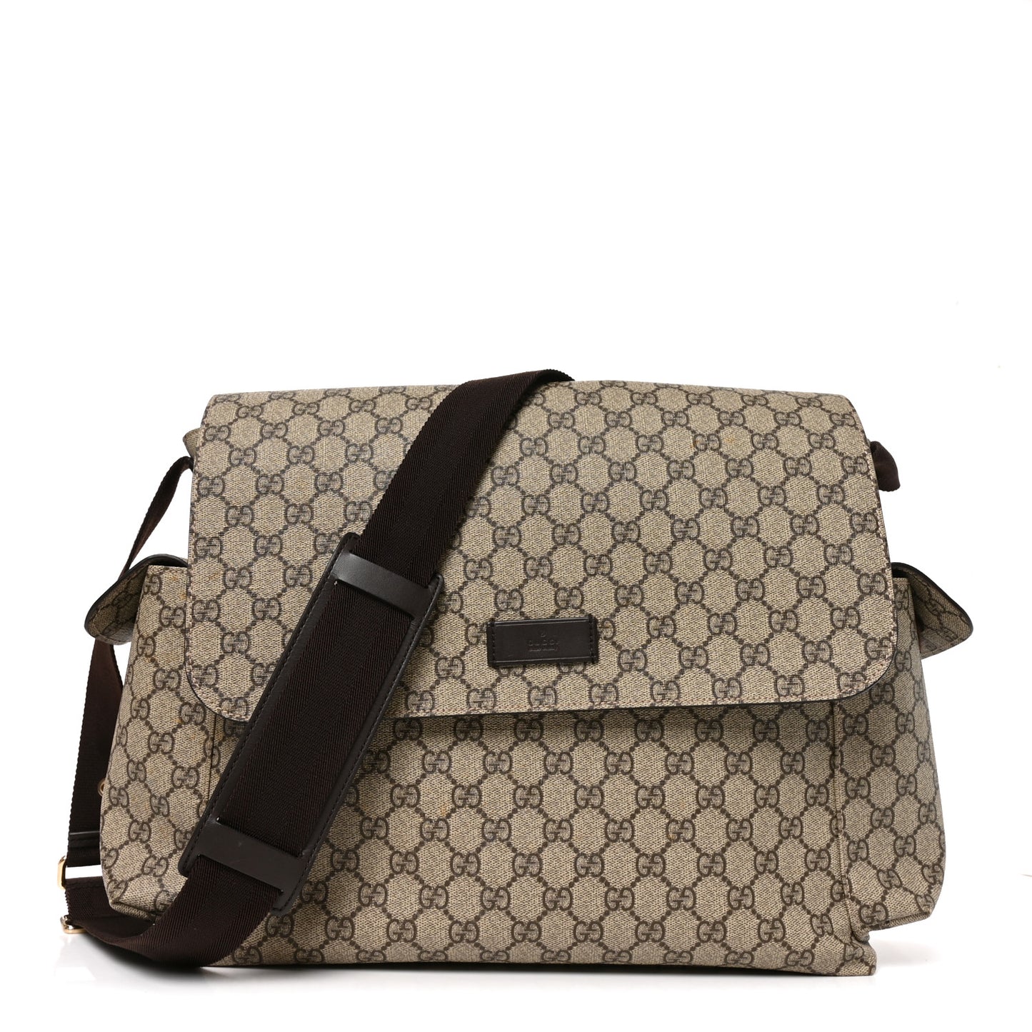 GG Plus Monogram Messenger Diaper Bag Dark Brown