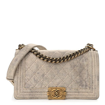 Chanel Iridescent Calfskin Quilted Medium Boy Flap Beige 1 of 9