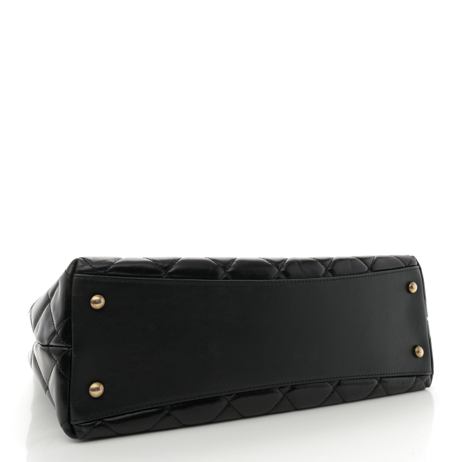 Chanel Glazed Calfskin Quilted Gold Bar Tote Black 4 of 11