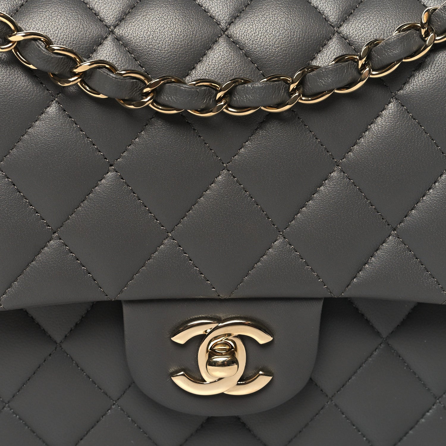 Chanel Lambskin Quilted Medium Double Flap Dark Grey 8 of 11