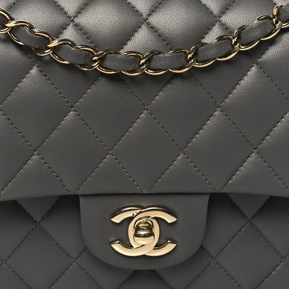 Chanel Lambskin Quilted Medium Double Flap Dark Grey 8 of 11