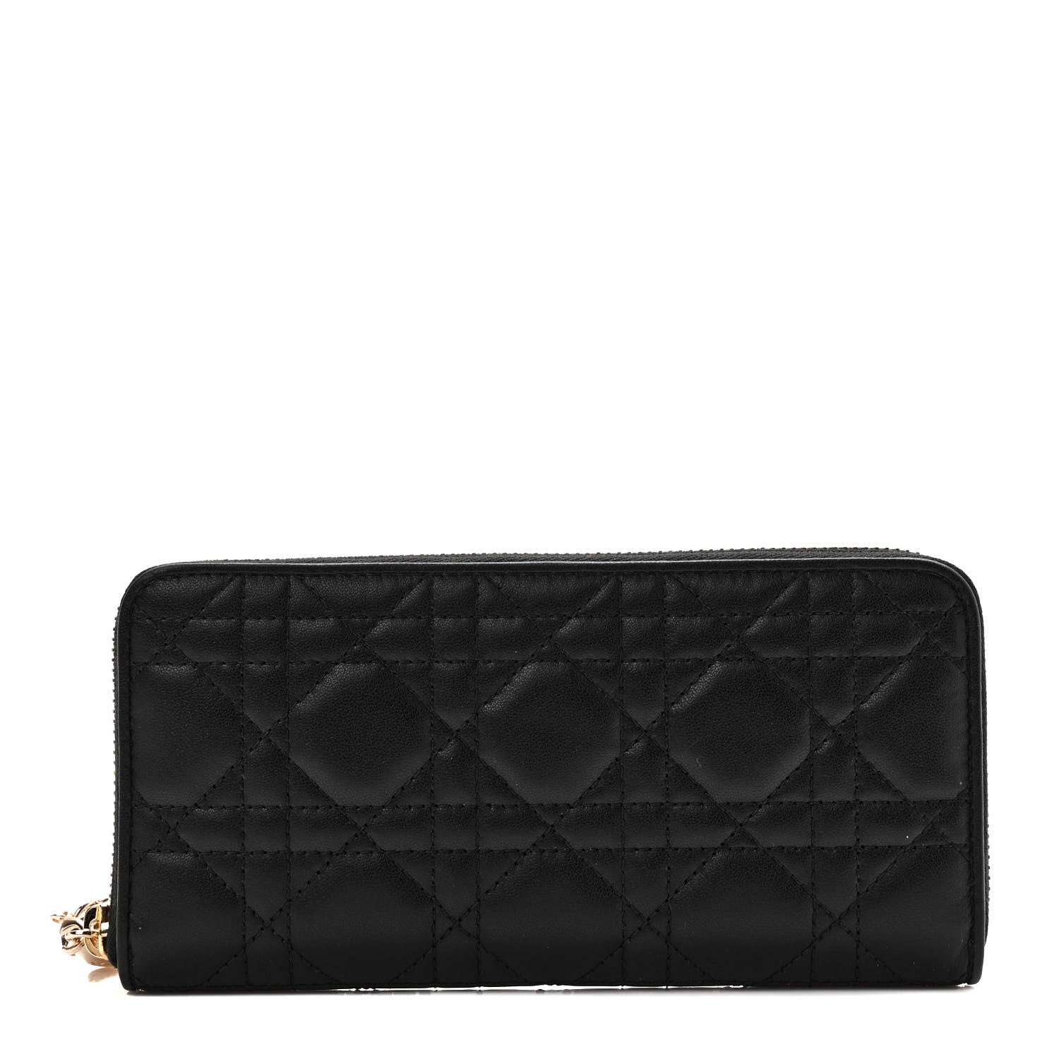 Christian Dior Lambskin Cannage Lady Dior Voyageur Wallet Black 1 of 7