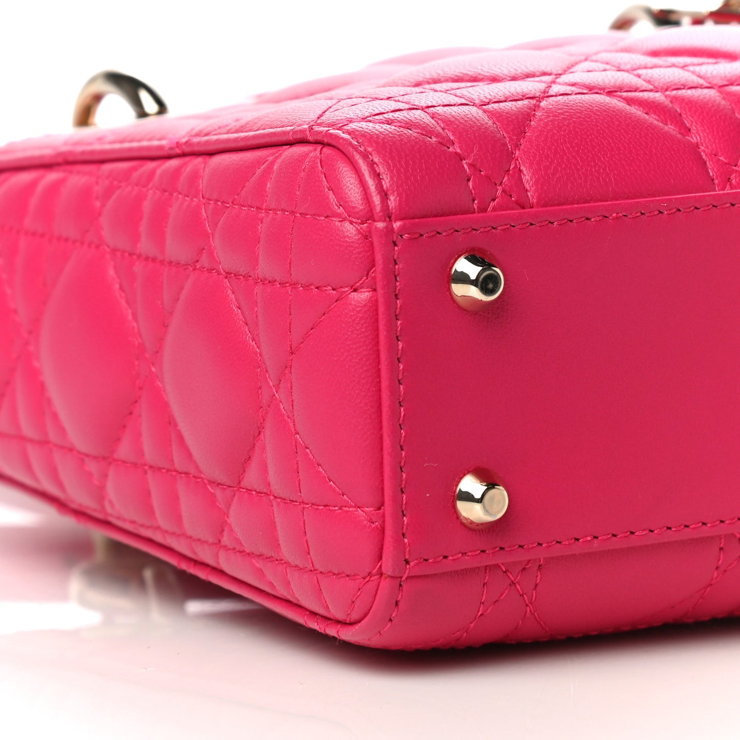 Lambskin Cannage Mini Lady Dior Fuchsia