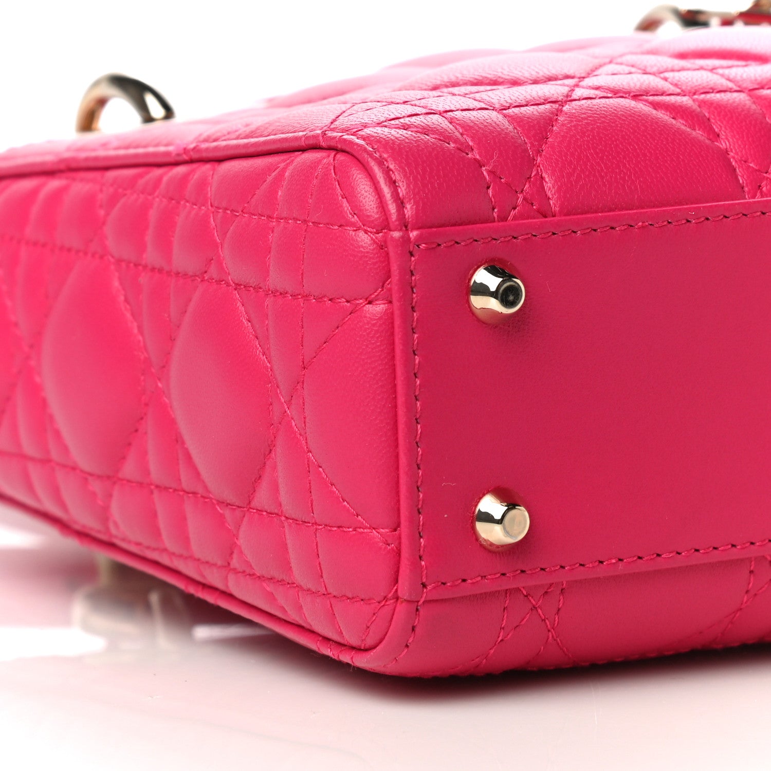 Christian Dior Lambskin Cannage Mini Lady Dior Fuchsia 8 of 9
