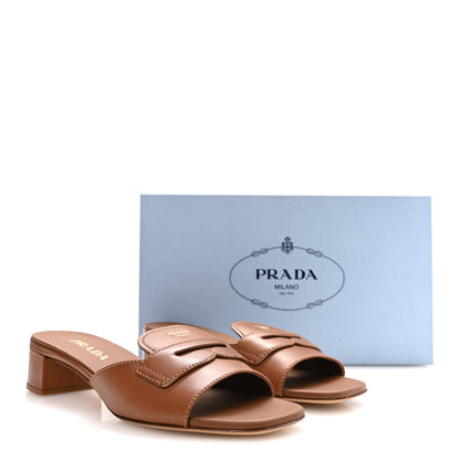 Prada Calfskin Slide Sandals 38.5 Cuoio 8 of 8