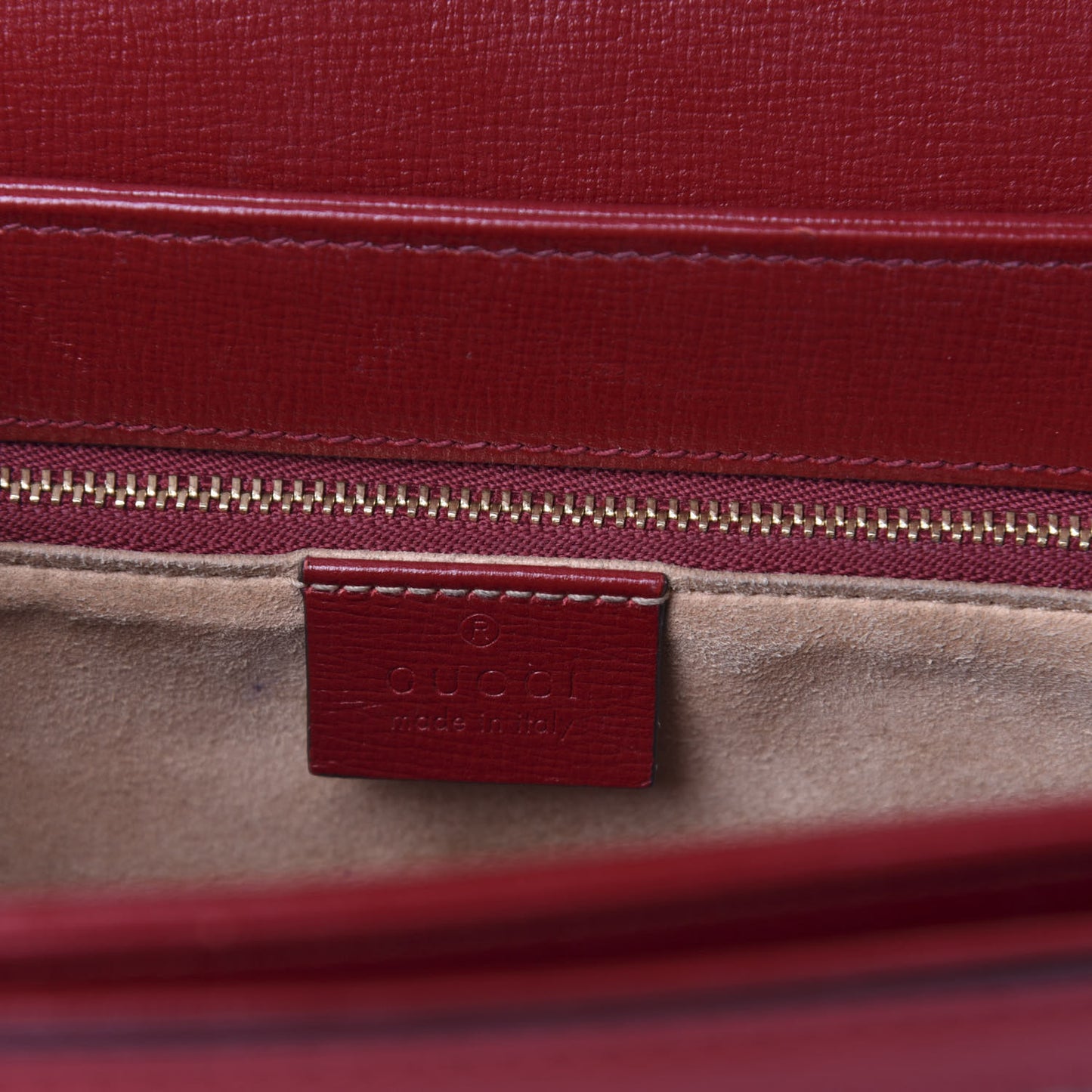 GG Supreme Monogram Azalea Calfskin Horsebit 1955 Shoulder Bag Beige Ebony New Cherry Red