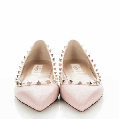 Valentino Garavani Pebbled Calfskin Rockstud Ballerina Flats 40 Water Rose 2 of 9