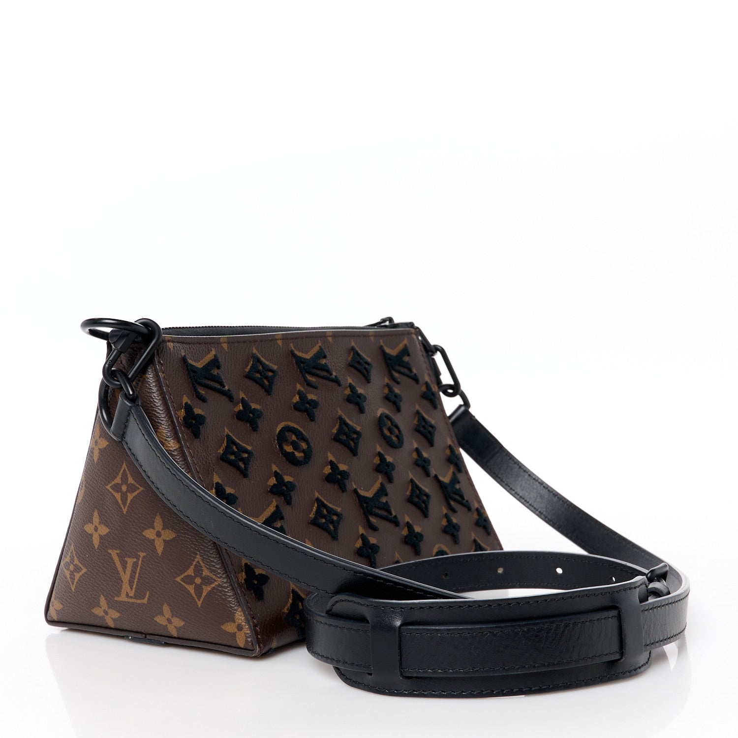 Louis Vuitton Monogram Tuffetage Triangle Messenger Black 3 of 10