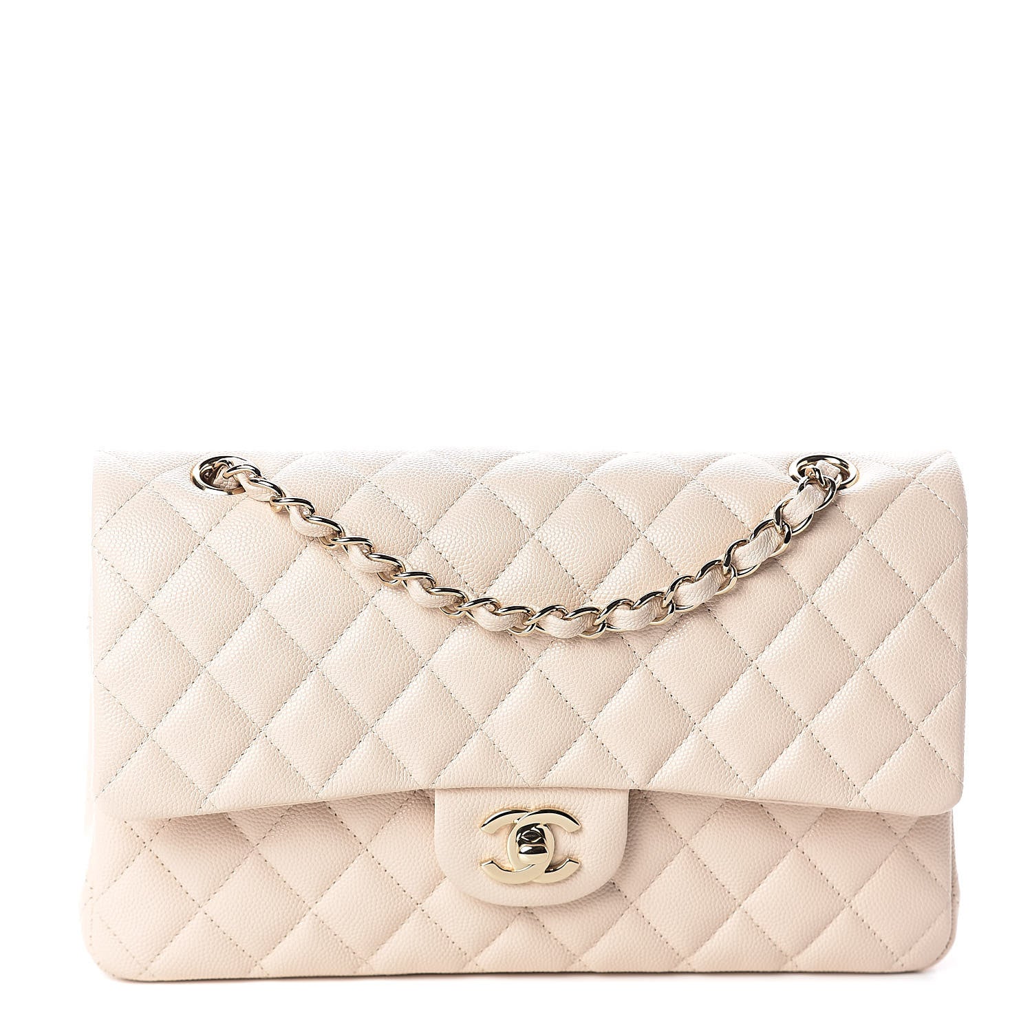Chanel Iridescent Caviar Quilted Medium Double Flap Beige 1 of 9