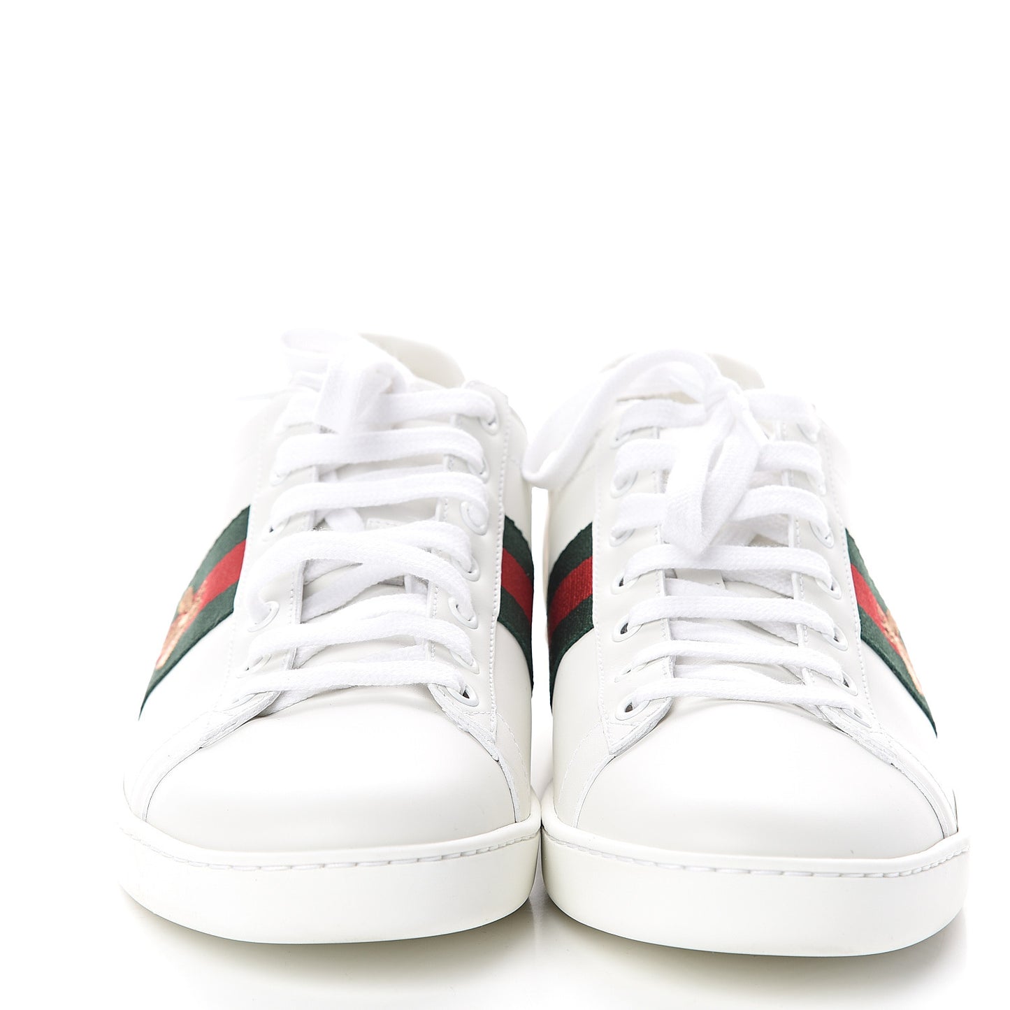Calfskin Ayers Bee Embroidered Womens Ace Sneakers 40.5 White Green