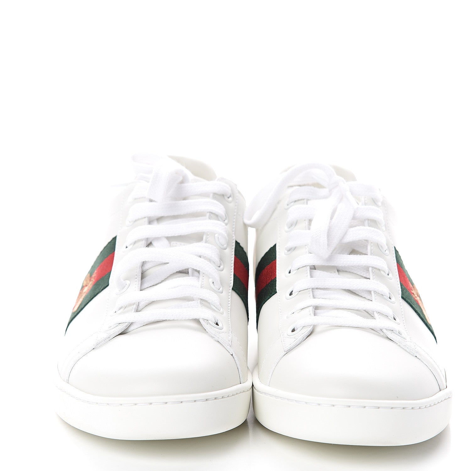 Gucci Calfskin Ayers Bee Embroidered Womens Ace Sneakers 40.5 White Green 2 of 7