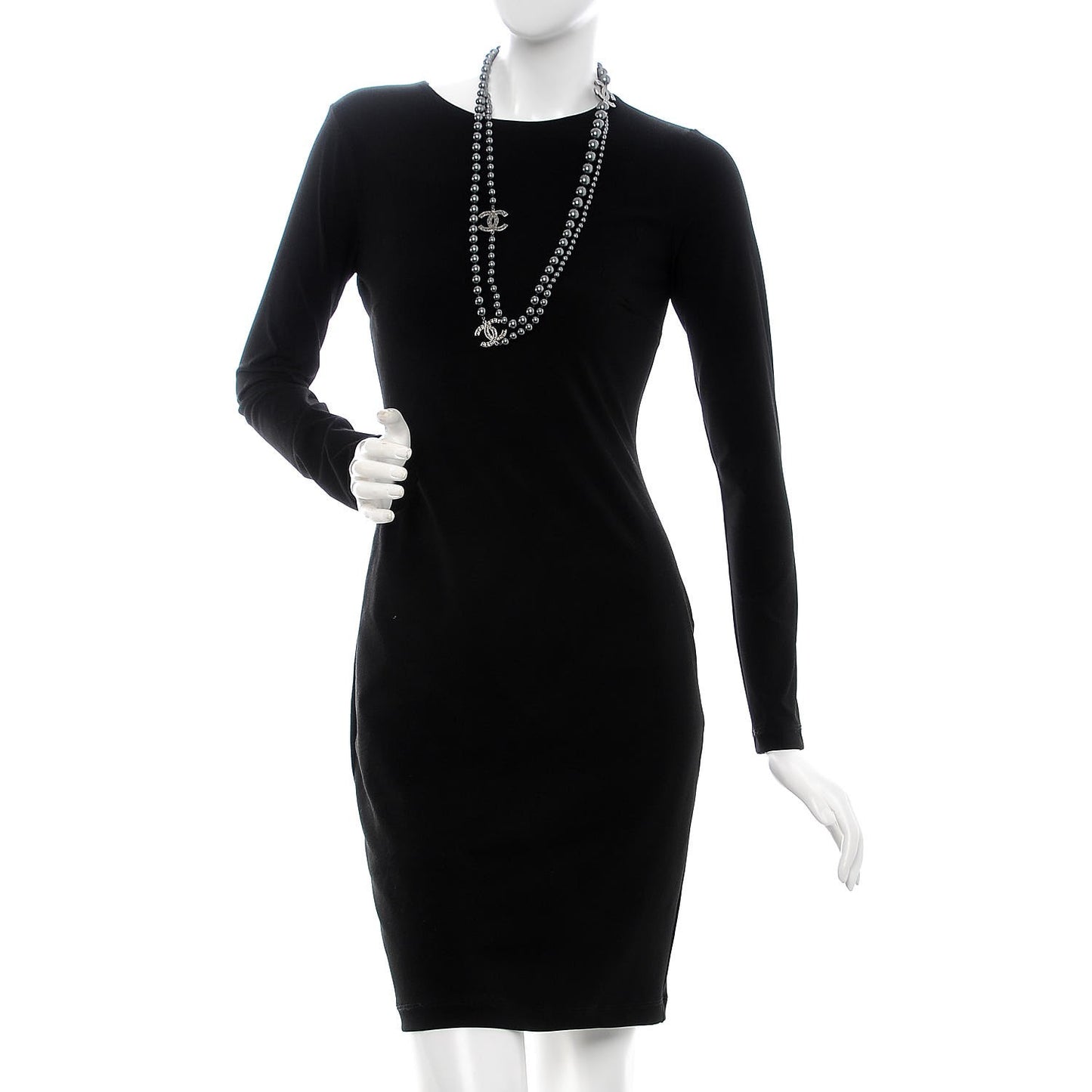 Ruthenium Graduated Pearl CC Long Necklace Dark Grey