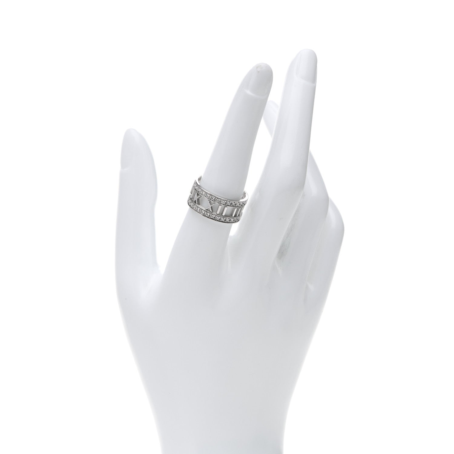 Tiffany 18K White Gold Diamond Wide Atlas Open Ring 57 8 2 of 6