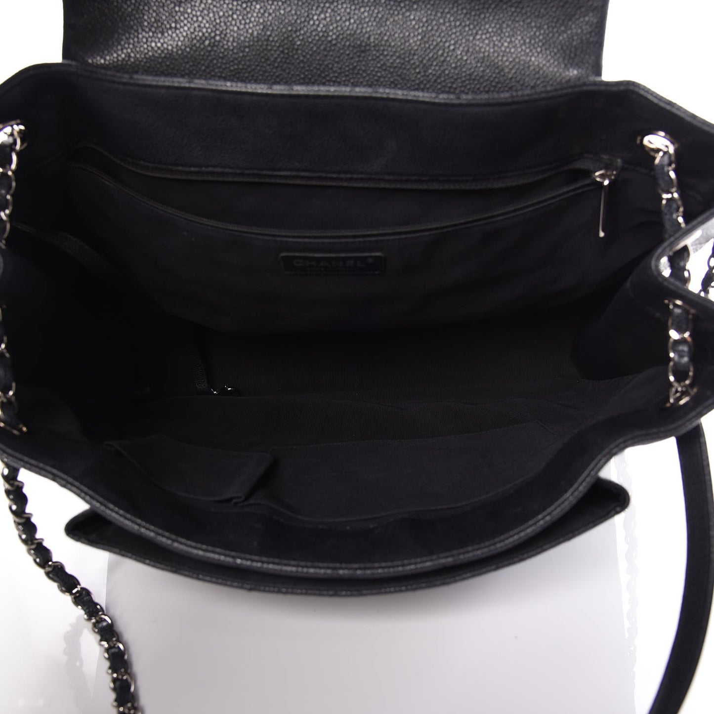 Caviar Quilted Flap Tote Dark Grey