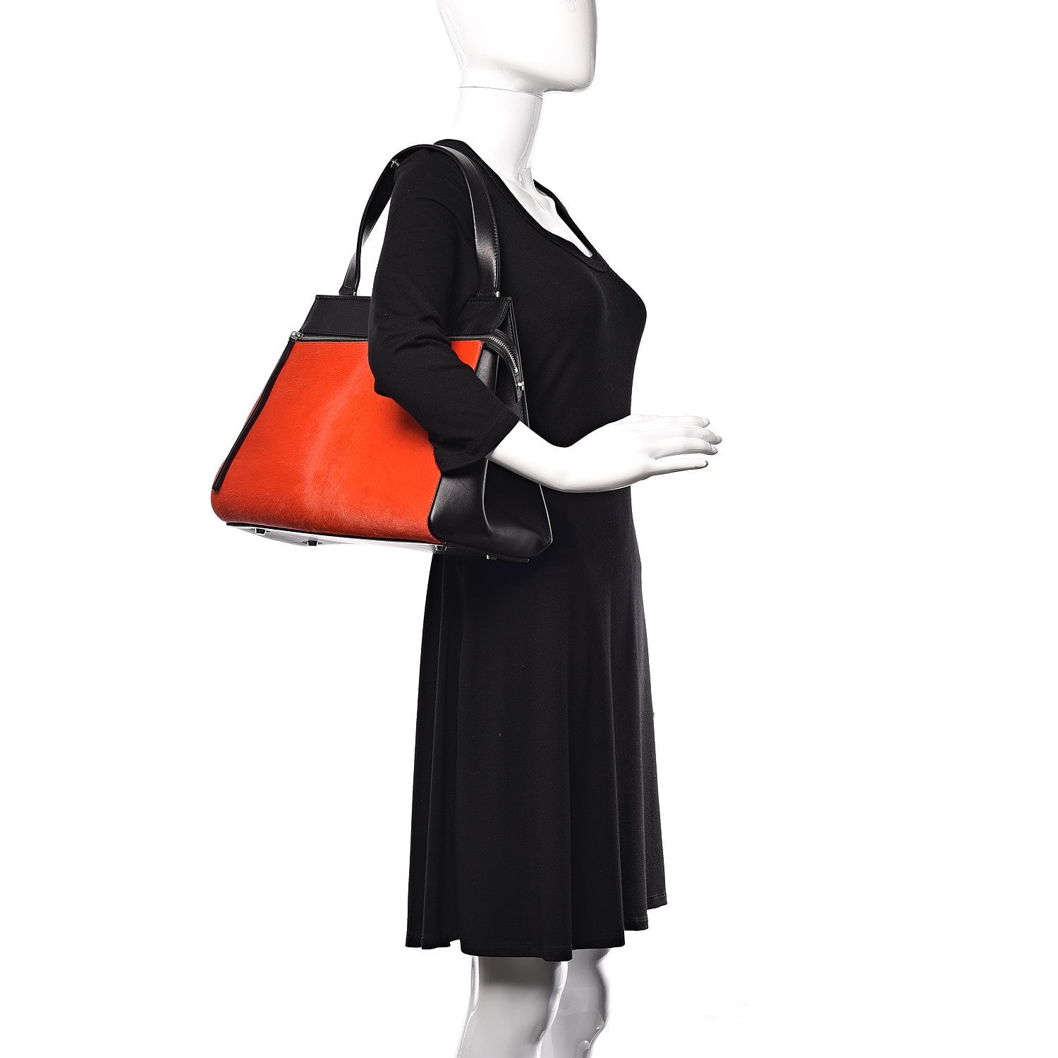 Celine Pony Hair Medium Edge Shoulder Bag Vermillion 2 of 10