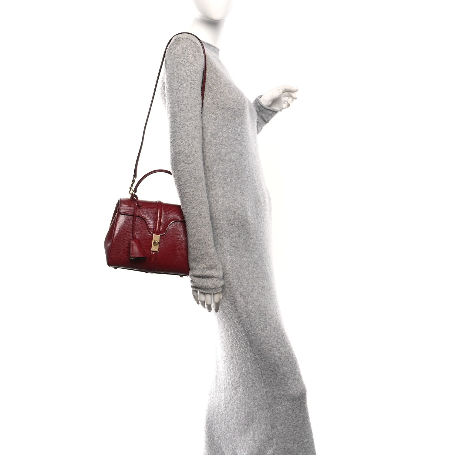Celine Lizard Small 16 Top Handle Bag Red 2 of 9