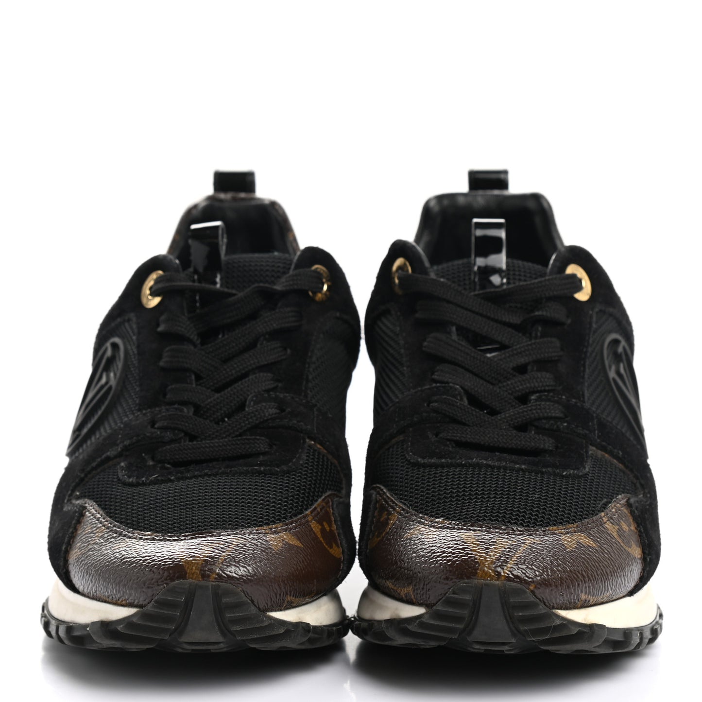 Suede Monogram Run Away Sneakers 36 Black