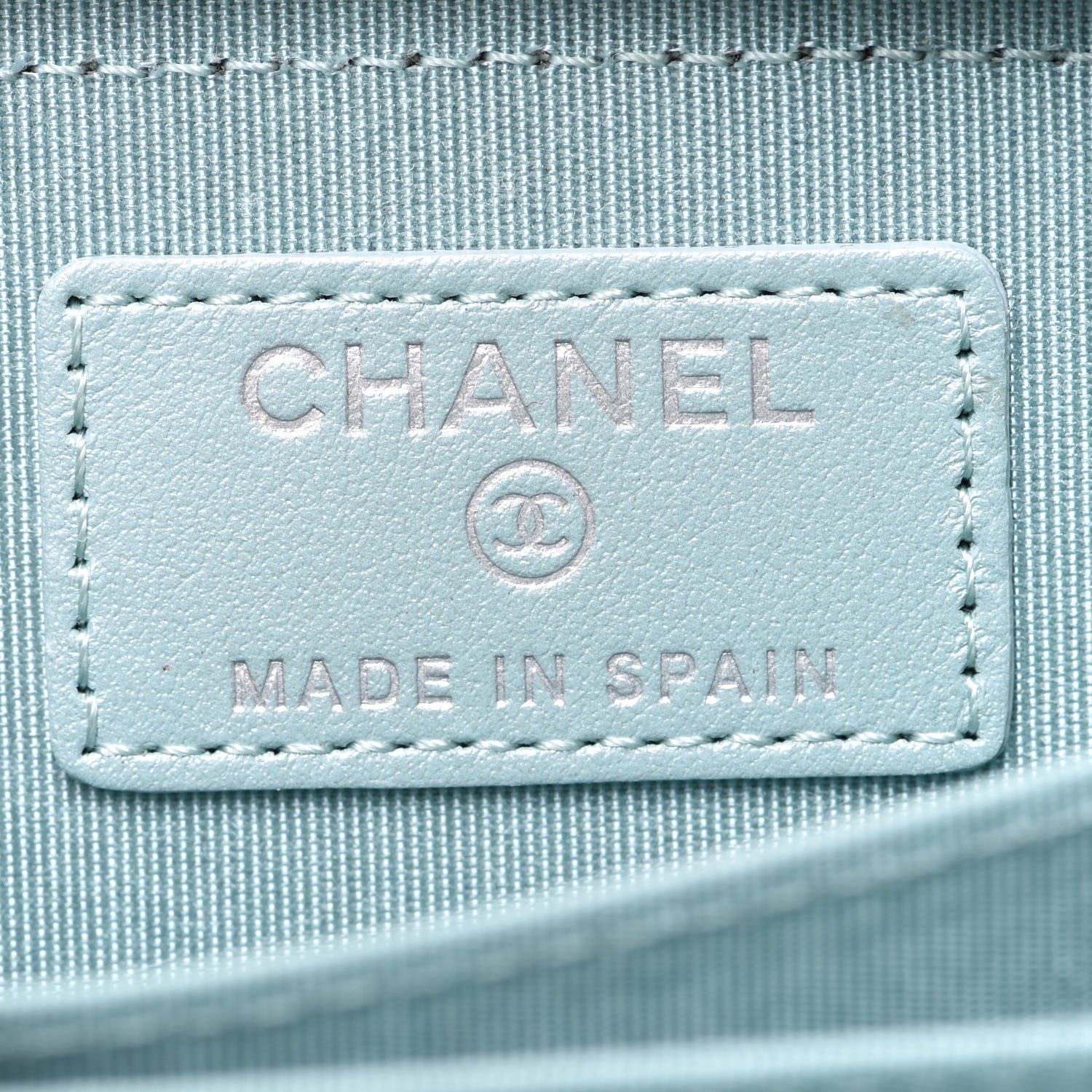 Chanel Metallic Caviar Chevron Quilted Vintage Mademoiselle Zip Coin Purse Light Blue 6 of 7