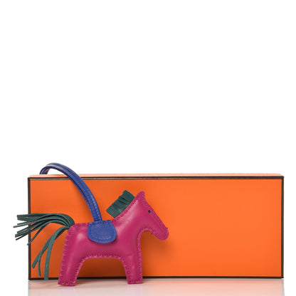 Hermes Milo Lambskin Grigri Rodeo Horse Bag Charm PM Rose Pourpre Bleu Electrique Malachite 4 of 4