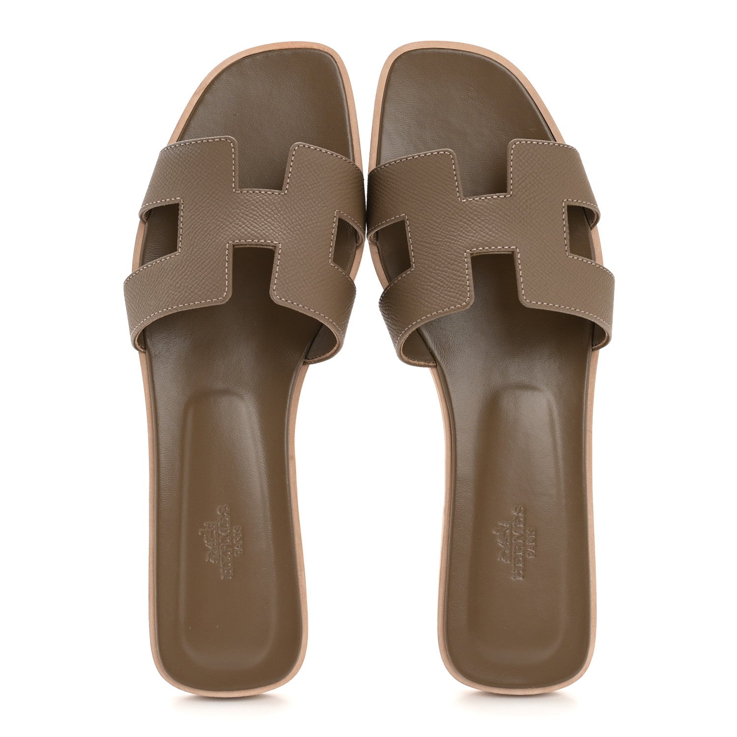 Hermes Epsom Oran Sandals 40.5 Etoupe 2 of 10