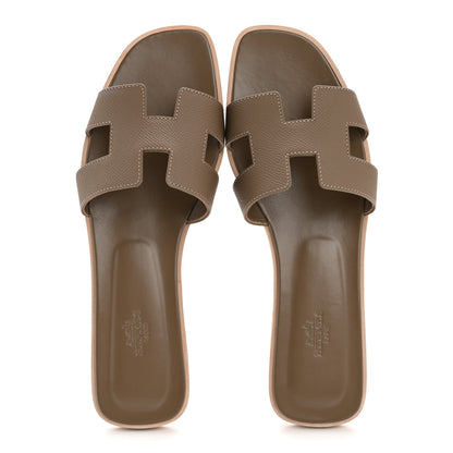 Hermes Epsom Oran Sandals 40.5 Etoupe 2 of 10