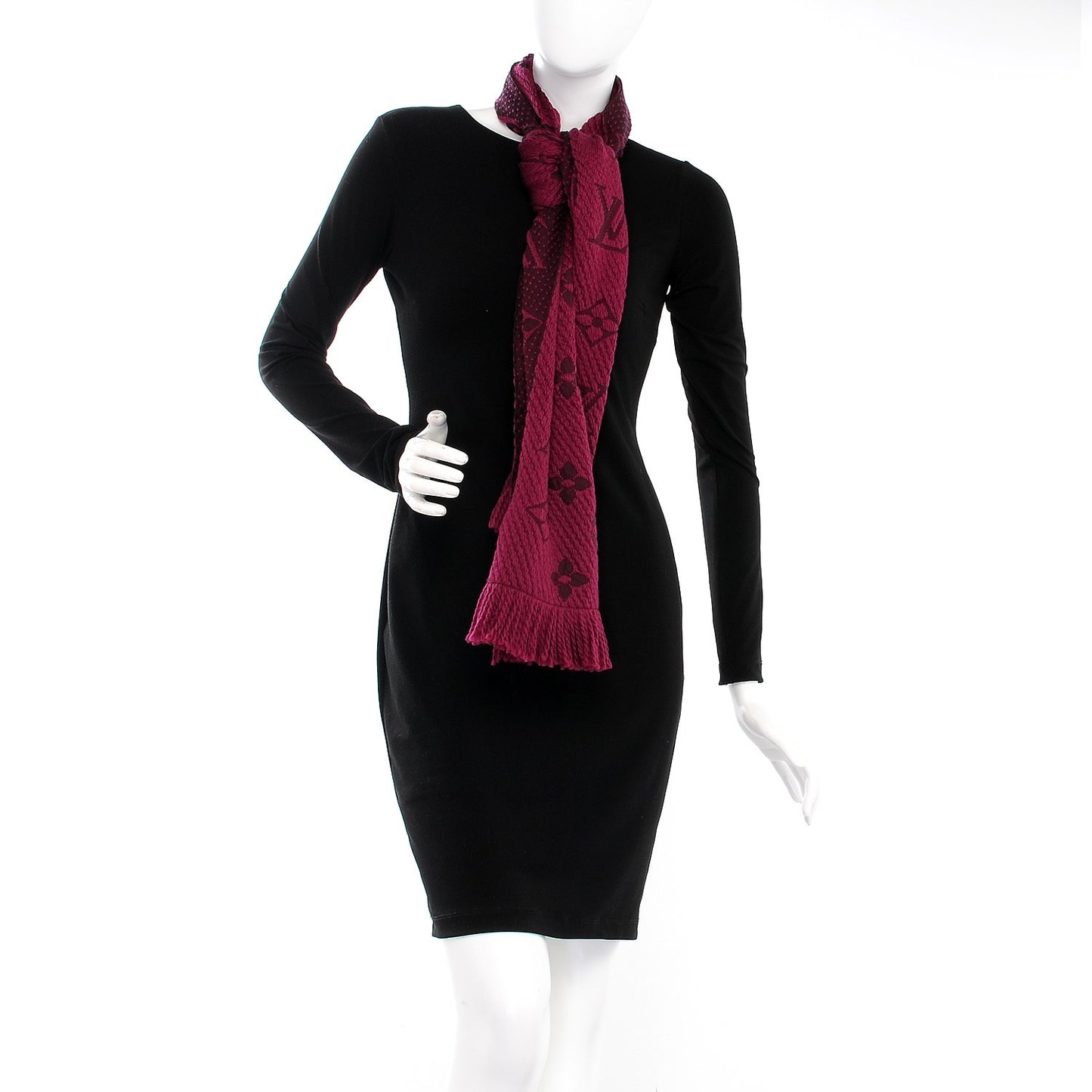 Wool Silk Logomania Scarf Cherry