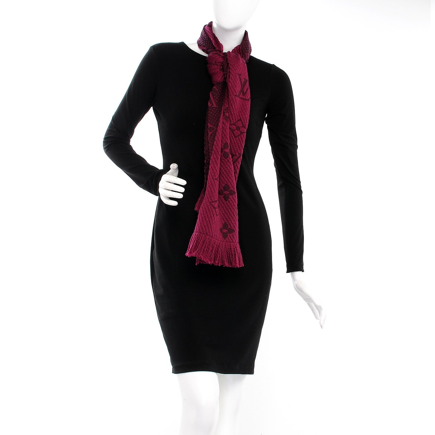 Louis Vuitton Wool Silk Logomania Scarf Cherry 2 of 4