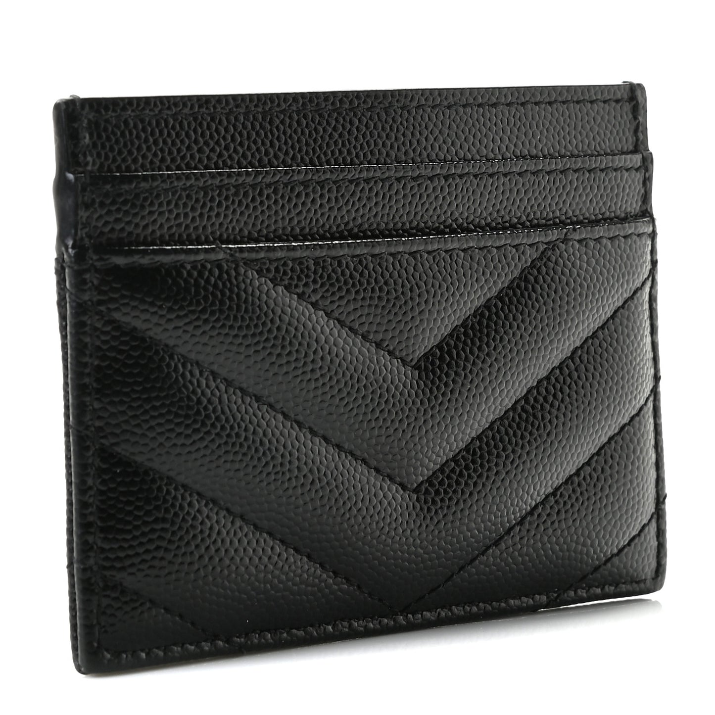 Grain De Poudre Matelasse Chevron Monogram Credit Card Case Black