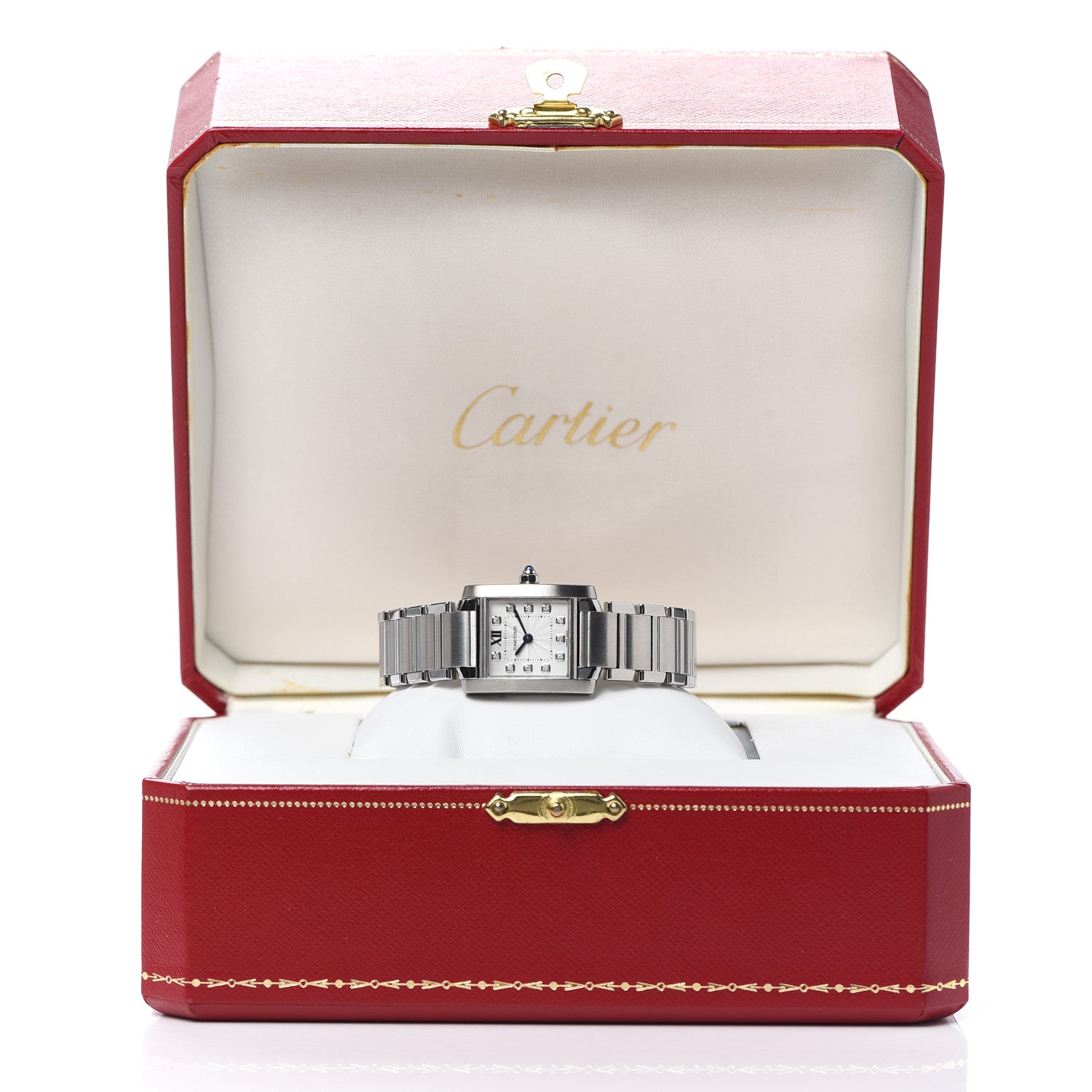 Cartier Stainless Steel Diamond 20mm Tank Francaise Quartz Watch 6 of 6