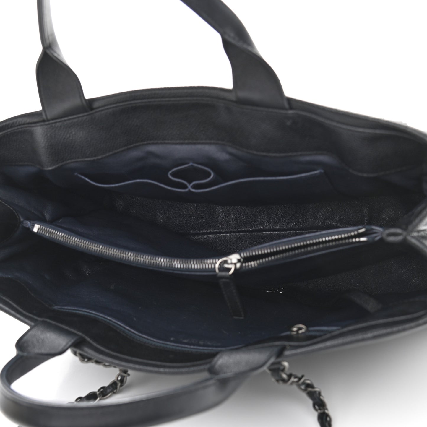 Caviar Lambskin Quilted Large Coco Break Shopping Bag Black