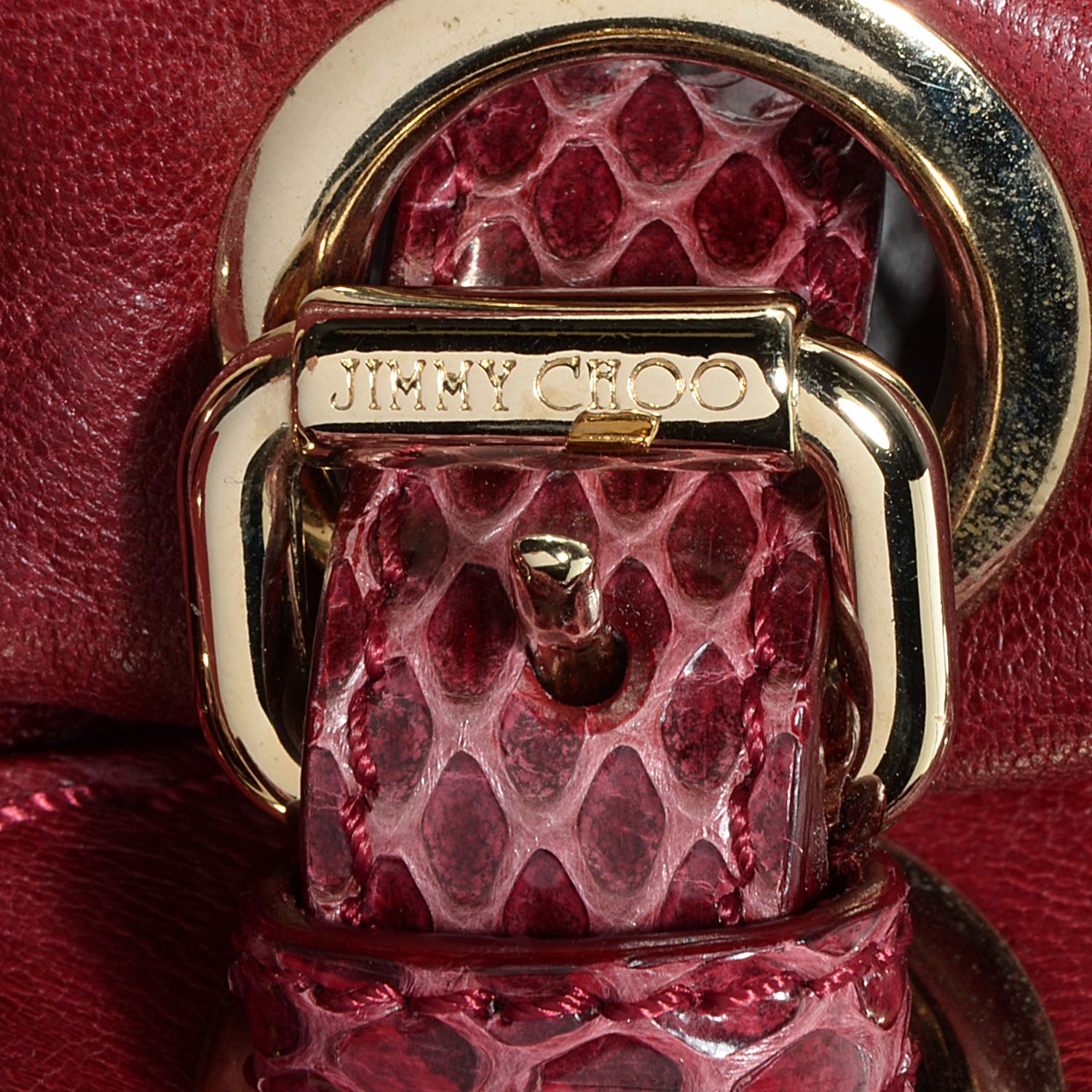 Jimmy Choo Leather Watersnake Trim Medium Riki Burgundy 8 of 8