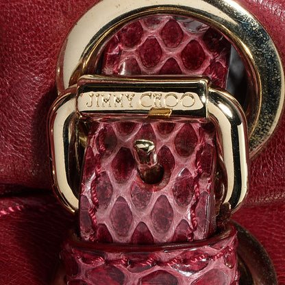 Jimmy Choo Leather Watersnake Trim Medium Riki Burgundy 8 of 8
